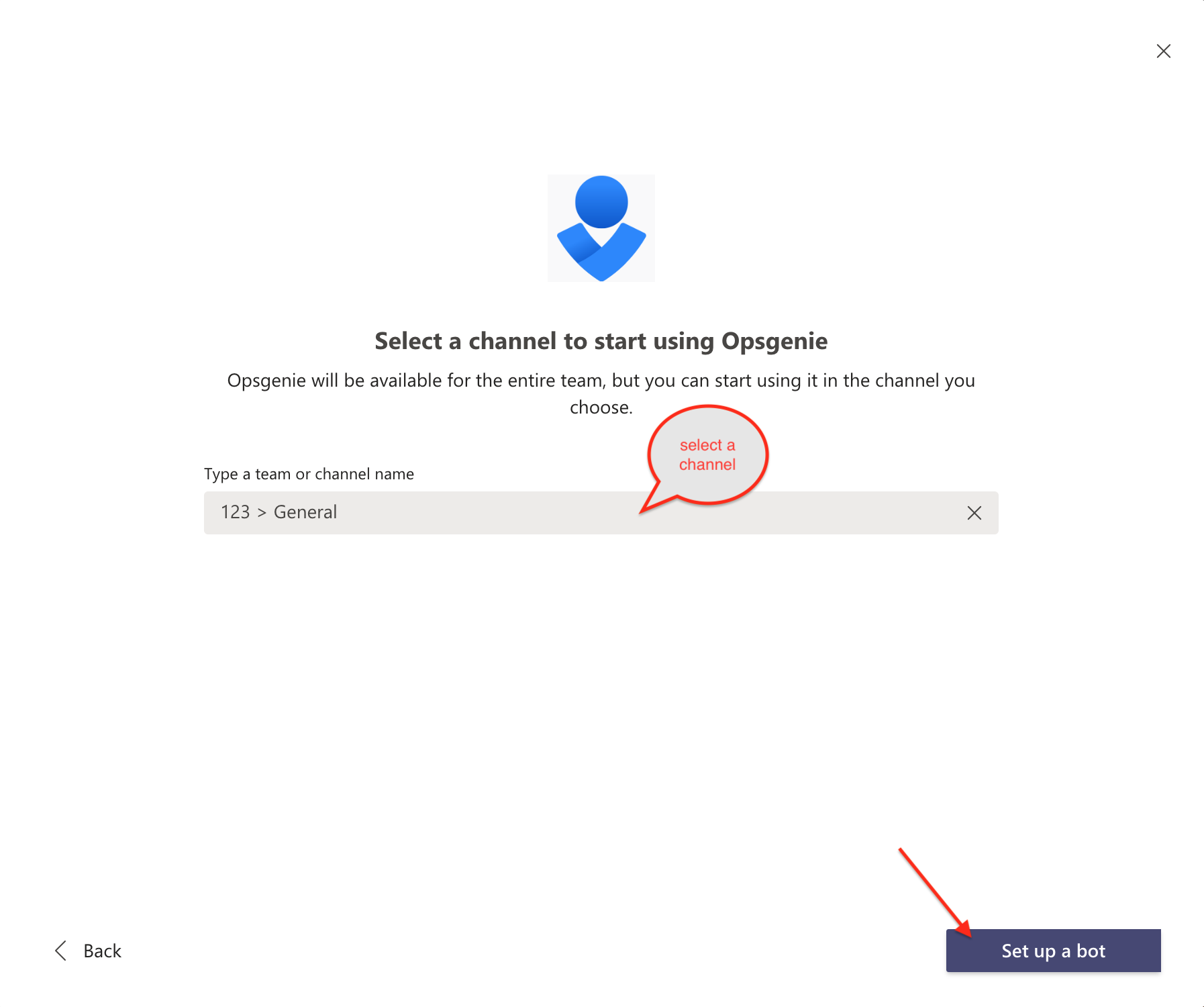 Microsoft Teams select a channel