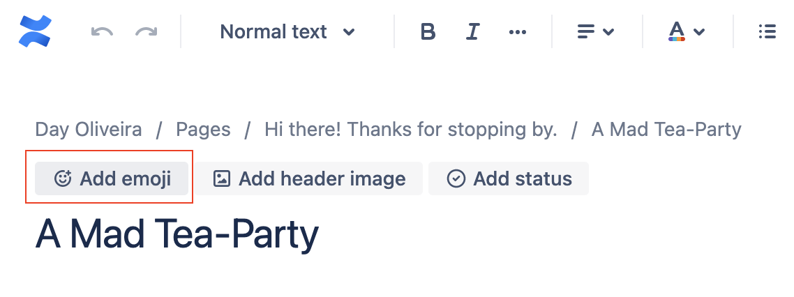 Add emoji to Confluence page title
