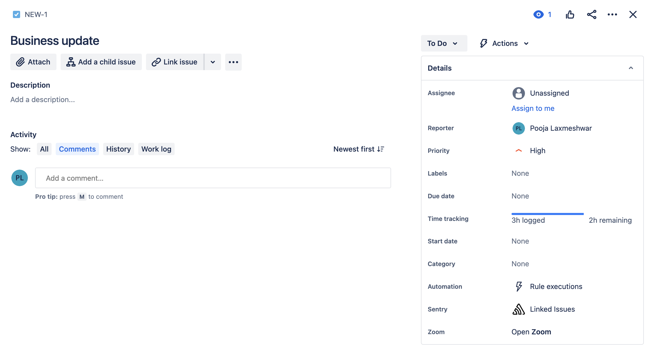 Log time on an issue Jira Work Management Cloud Atlassian Support