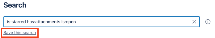 A screenshot showing the "Save this search" button available directly below the search box once you start searching.