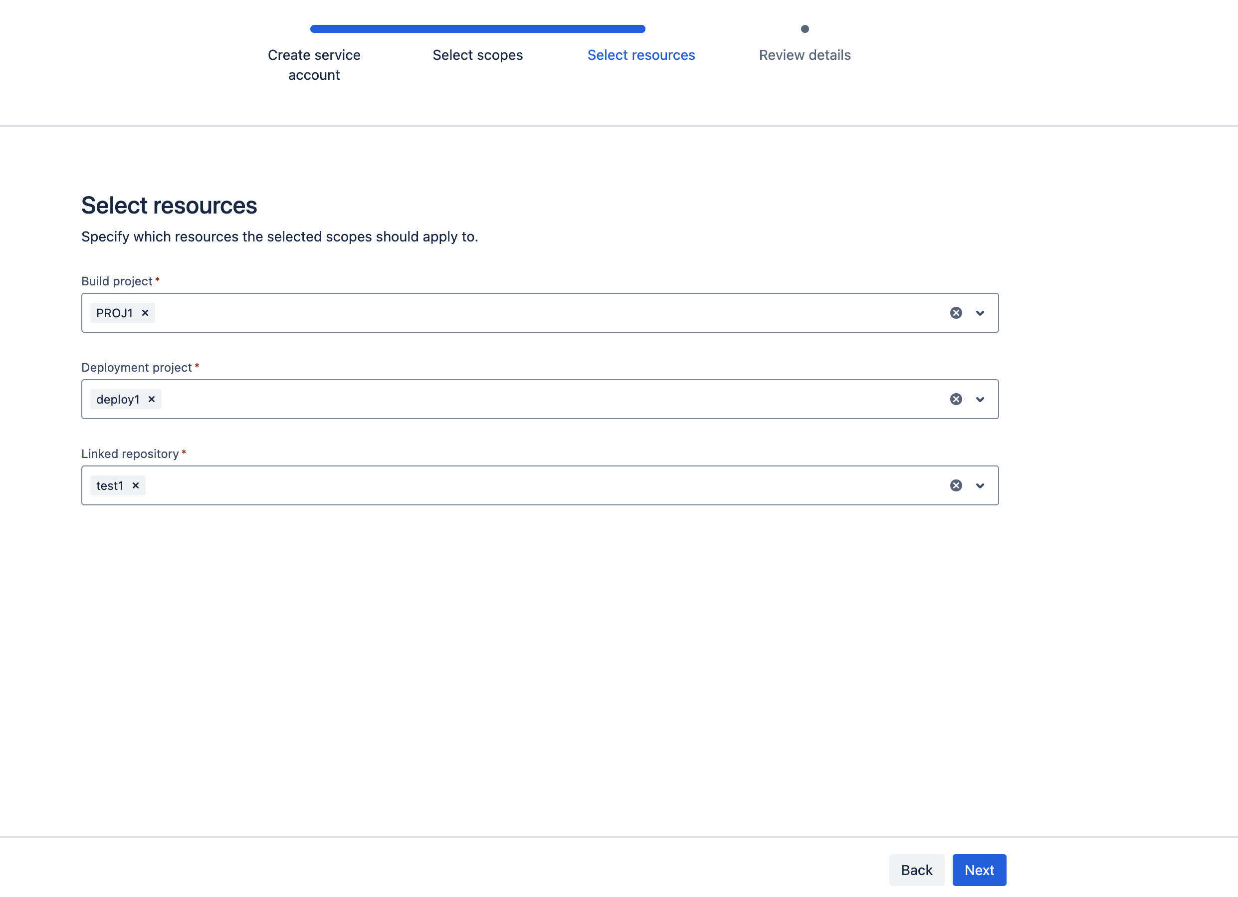 create Service Account Bamboo source