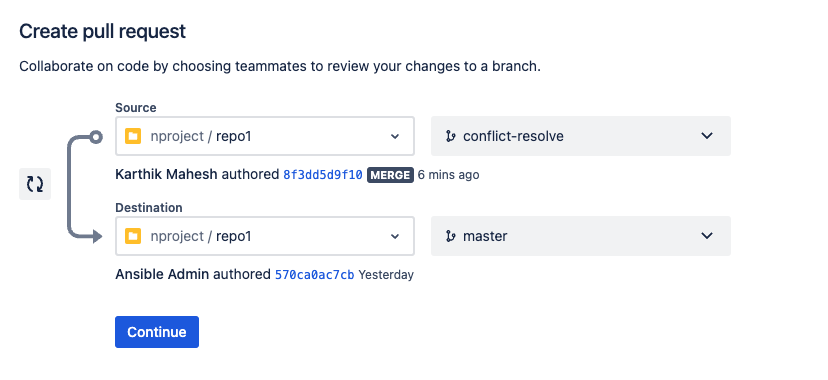 image of pull request creation