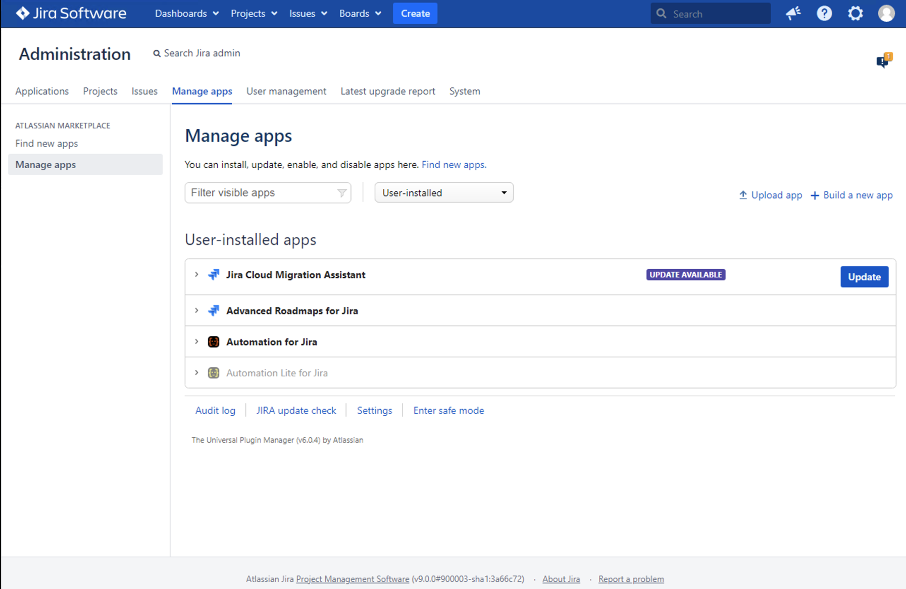 user-installed apps in manage apps