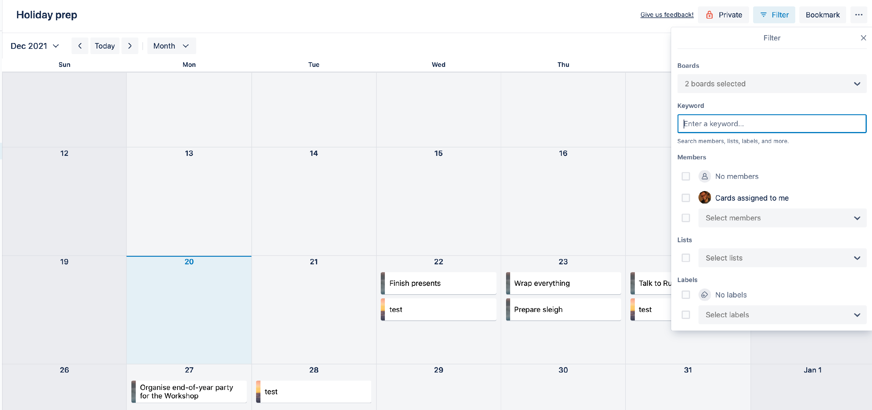 Workspace Calendar View Trello Atlassian Support