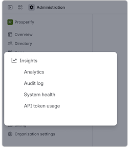 Insights category in Atlassian Administration. Insights is the sixth item in the primary navigation.