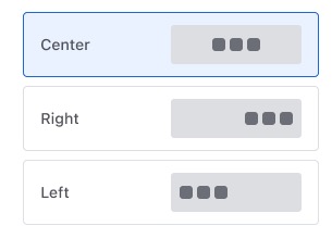 The alignment options for link menu with Center selected