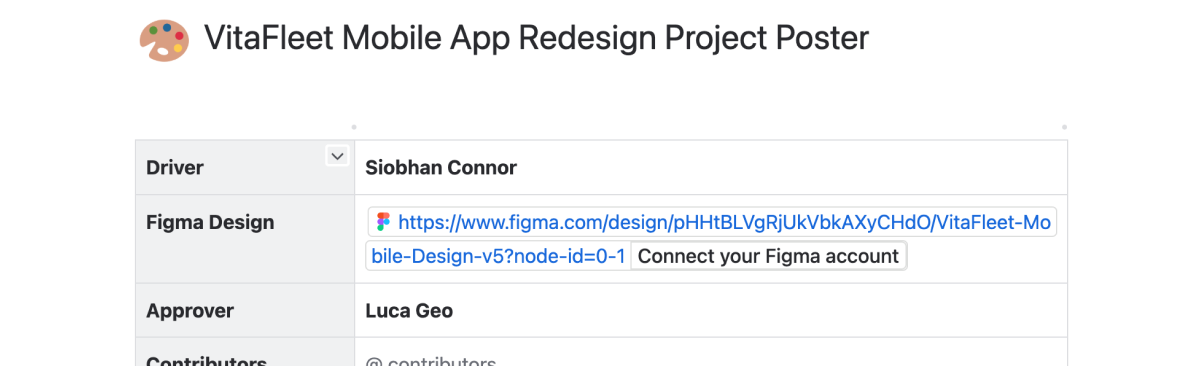 Screenshot of a Figma Smart Link in a Confluence page before user has connected to Figma