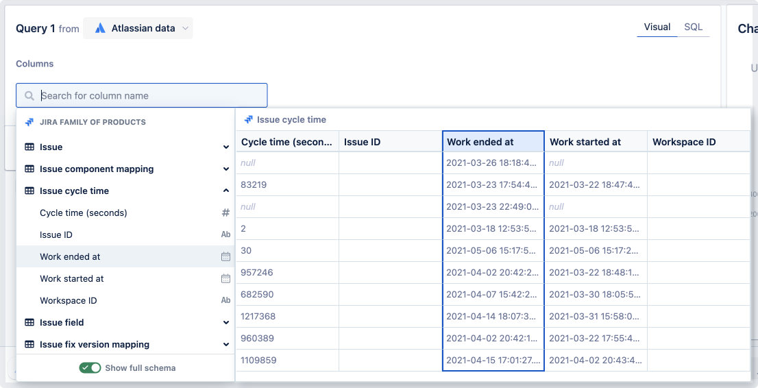 Table preview of 'Jira Field Option' table with the 'Field Option Ref' column highlighted.