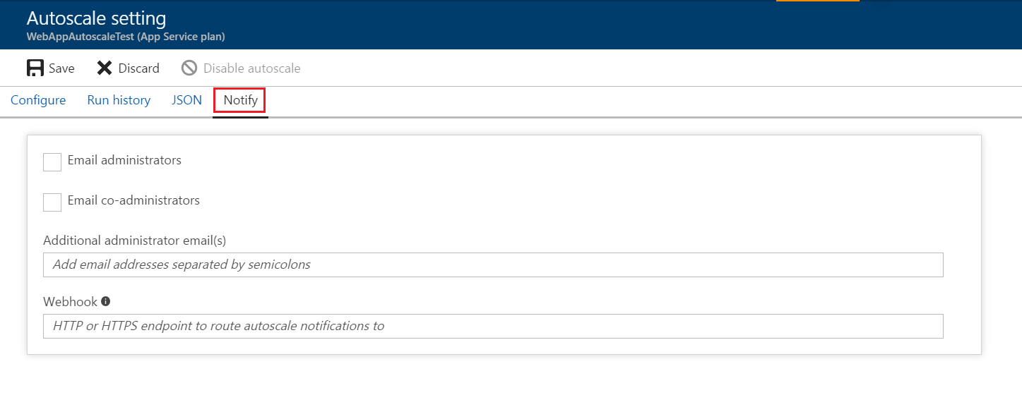 Microsoft Azure AutoScale settings