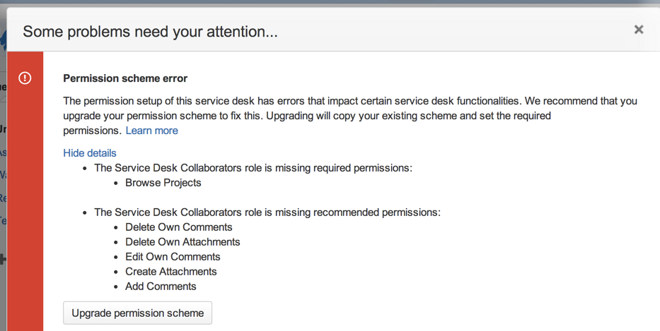 Permission scheme error