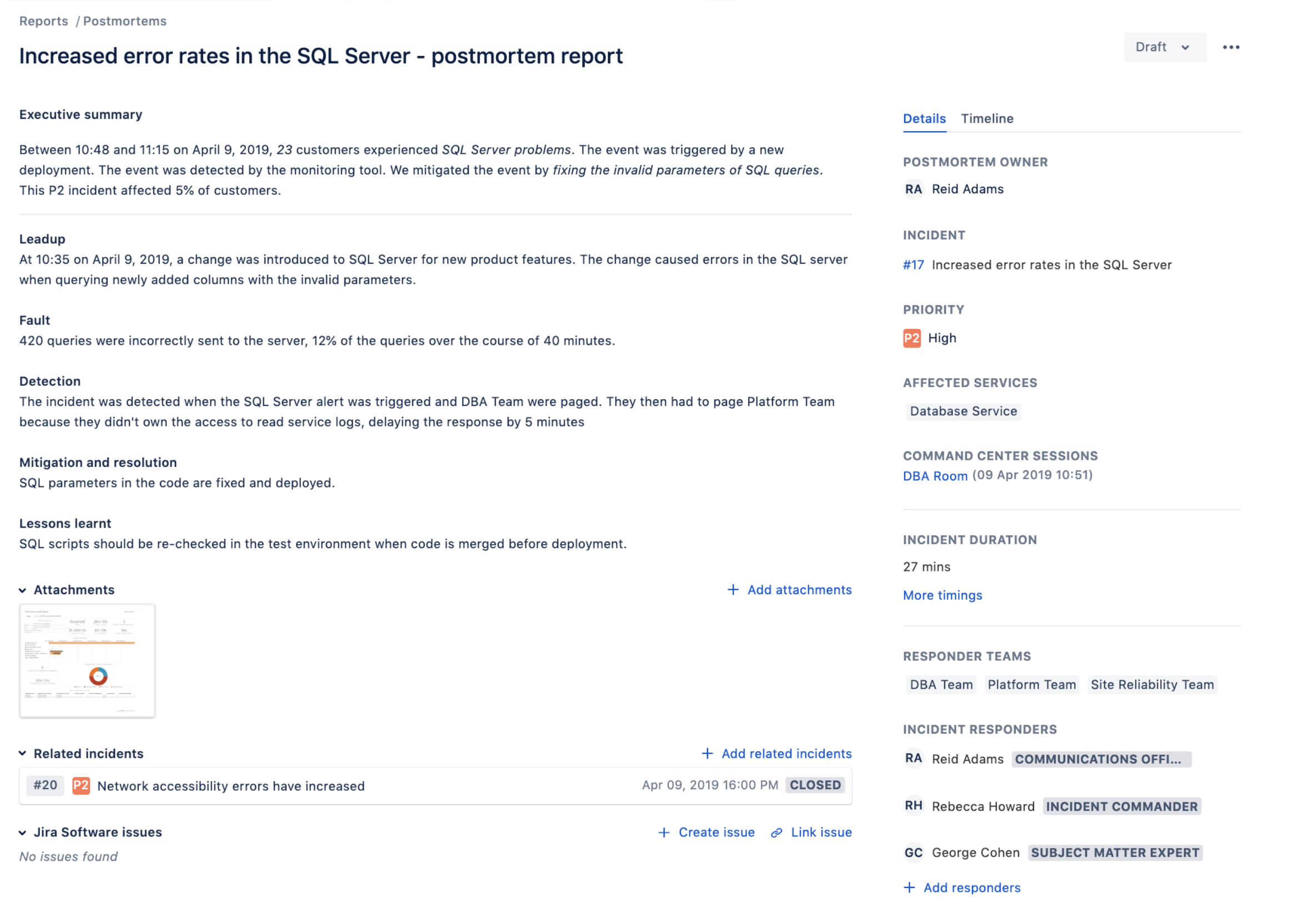 Create a postmortem report Opsgenie Atlassian Support