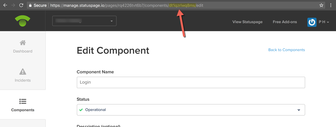 How to edit a component in Statuspage