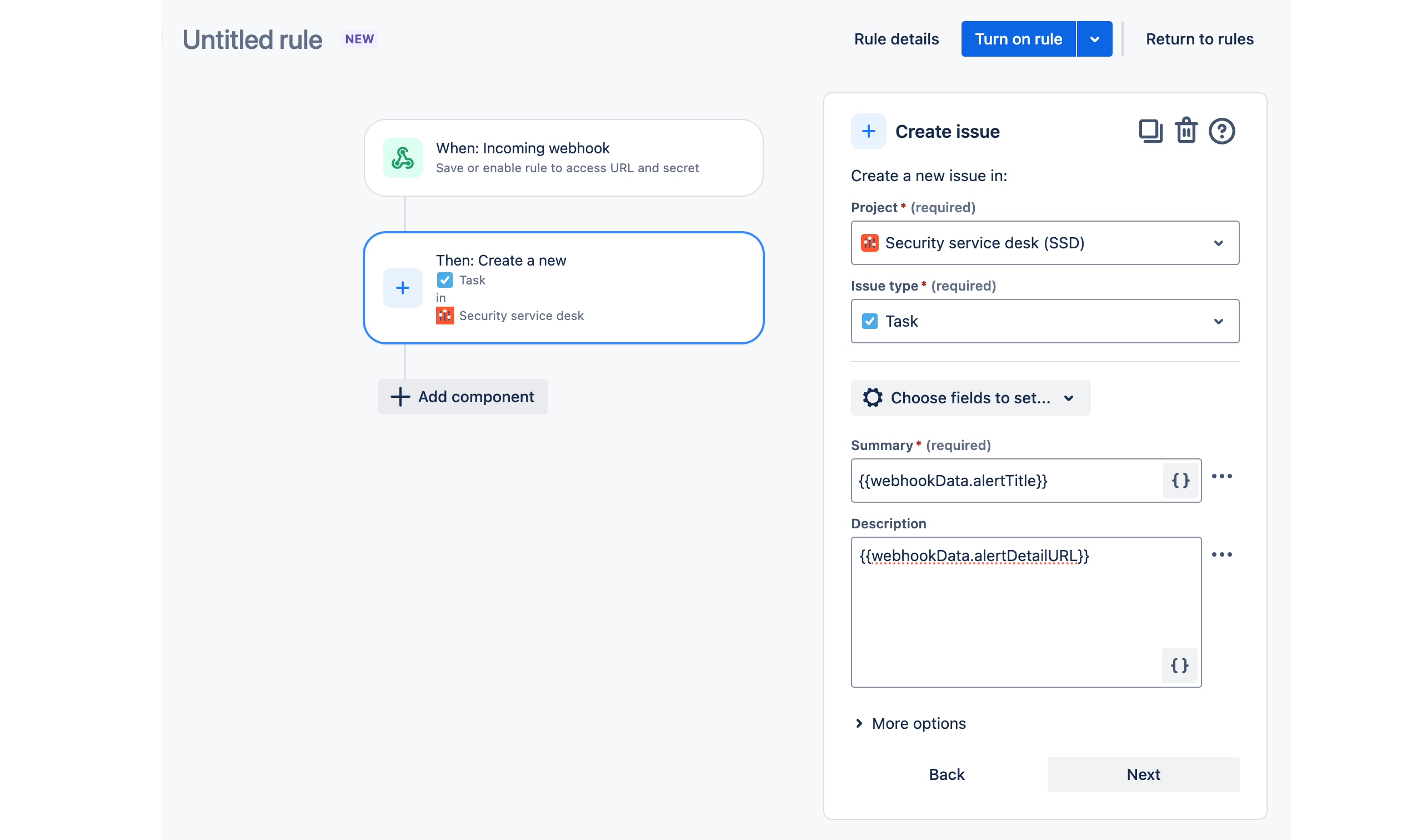  Jira automation showing create issue action