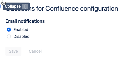 Settings to enable email notifications for Questions for Confluence