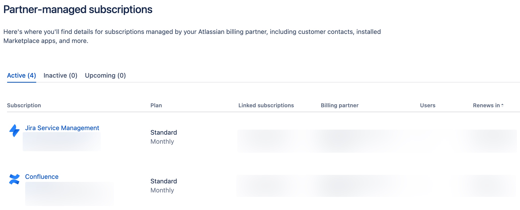 List of partner-managed subscriptions