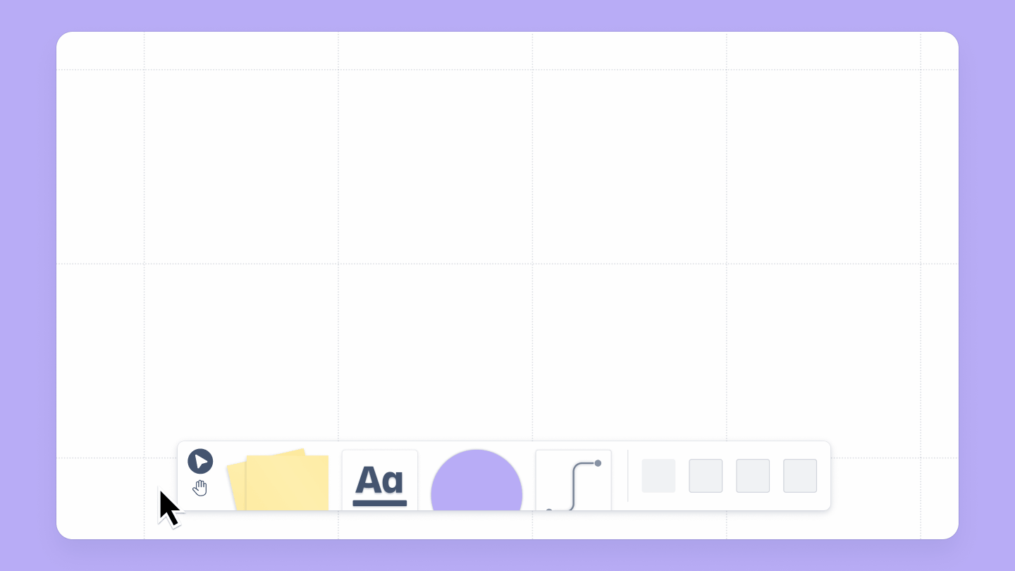 Introducing the elements on the toolbar. Hand, sticky note, text, shape, and line