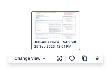A selected file with the floating file toolbar