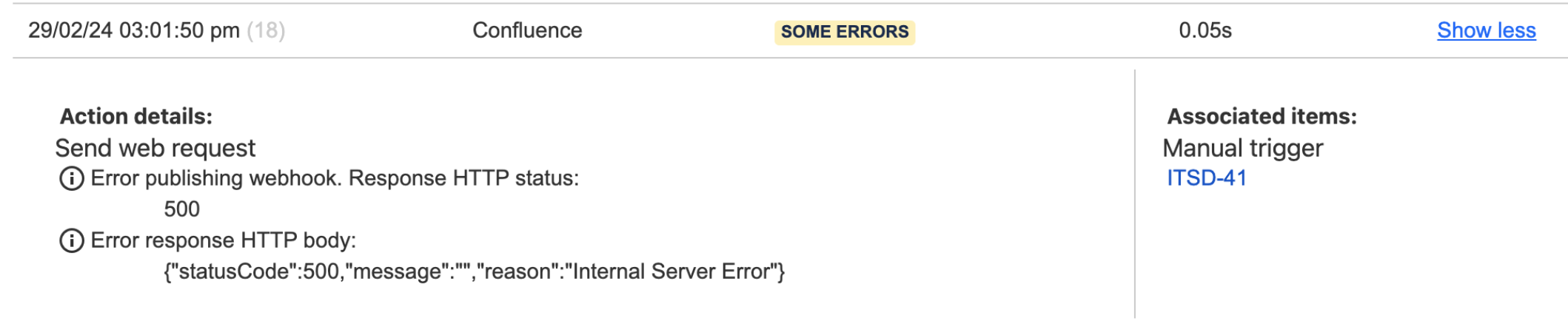 Automation audit log error