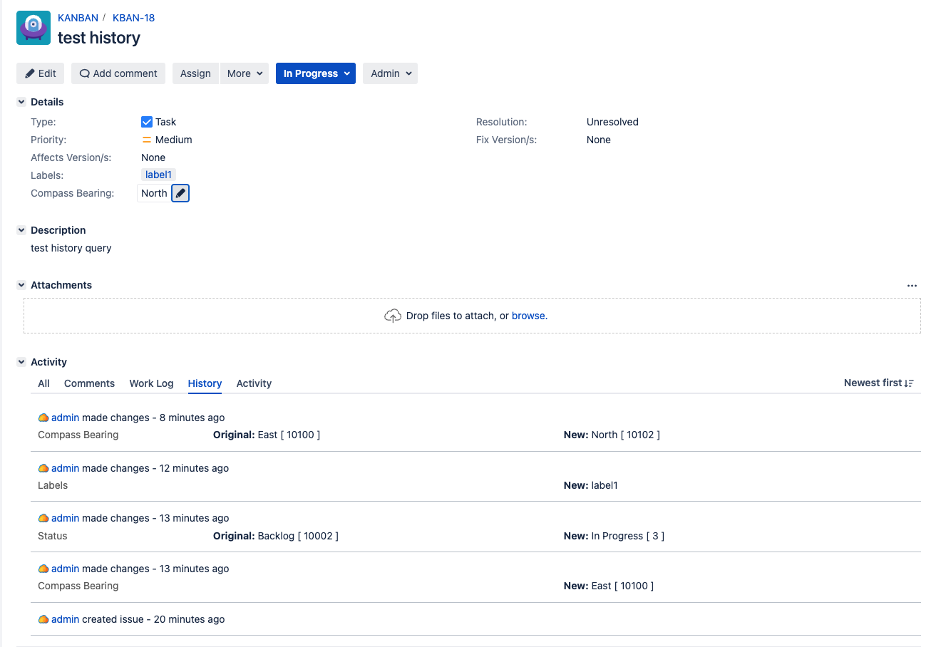 issue history as it appears in jira's UI