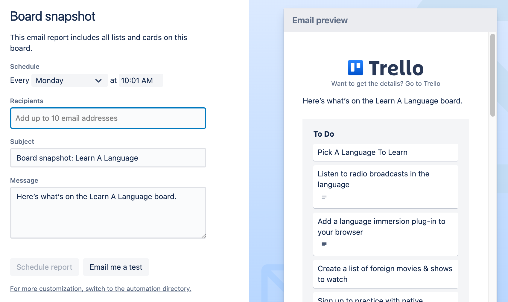 Butler を使用して Trello のビジュアル メール レポートを設定