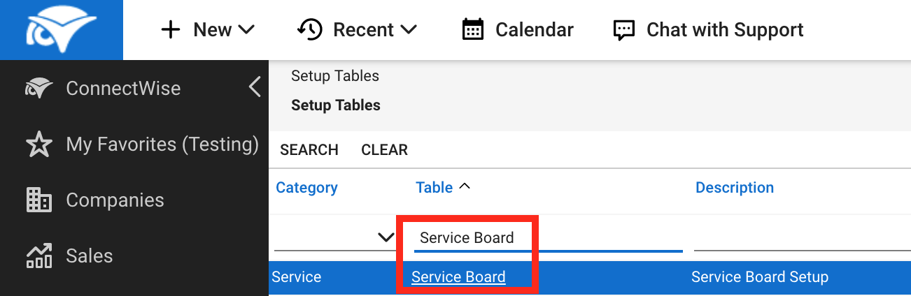 ConnectWise Manage service board
