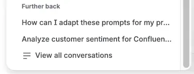Close up of Chat history shows a selection to View all conversations at the bottom of the list.