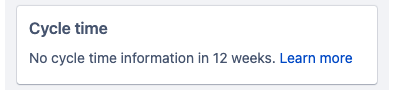 Cycle time insight card showing no data