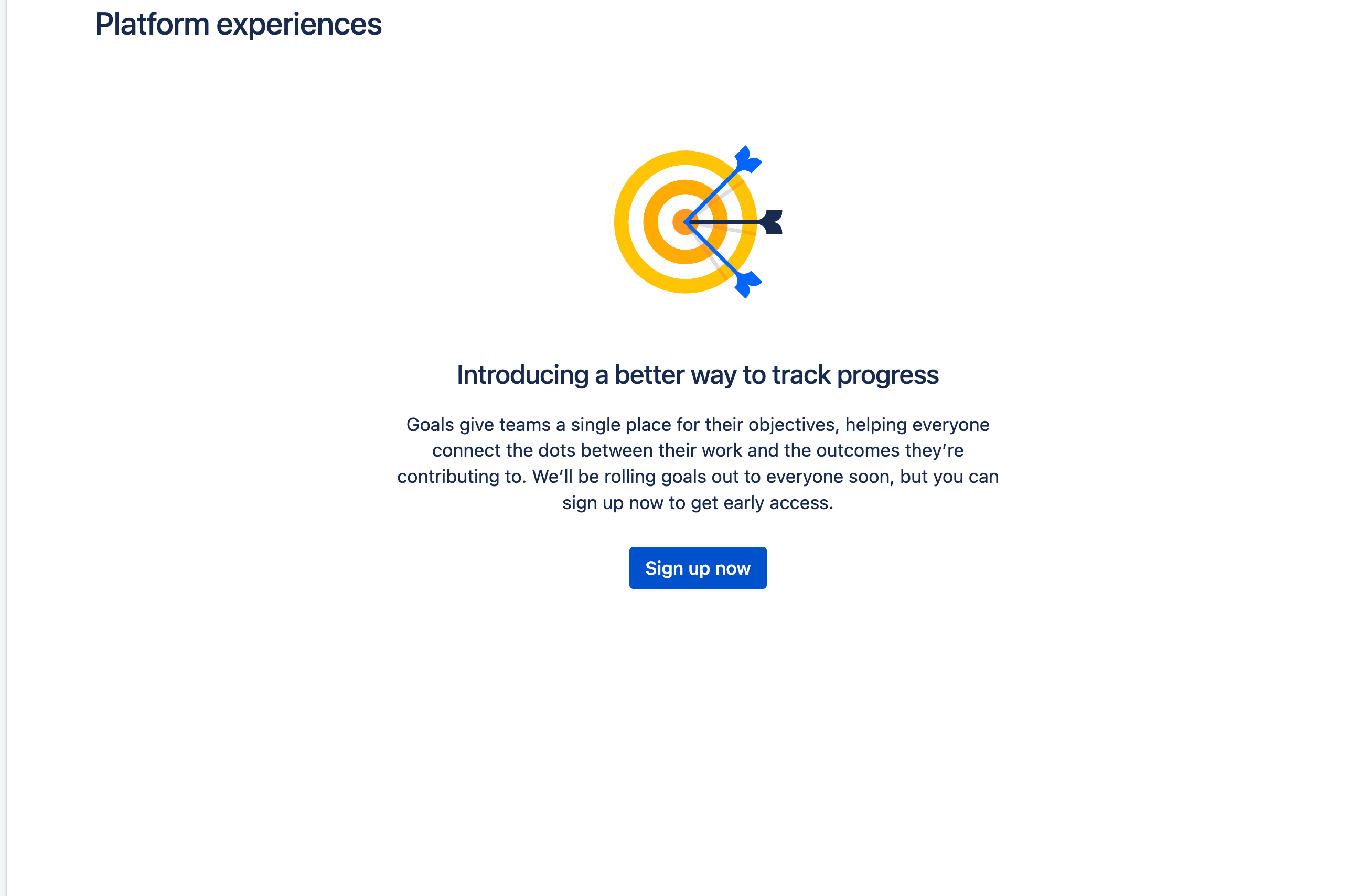 プラットフォーム エクスペリエンス EAP のサインアップ ページが表示されたアトラシアンの管理ページ。
