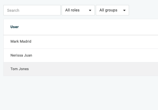 Screenshot showing list of users in OneLogin