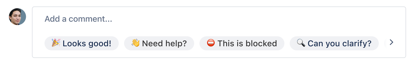 Smart reply options within an issue in Jira