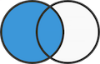 Two intersecting circles where only the left circle and the intersecting area are filled in.