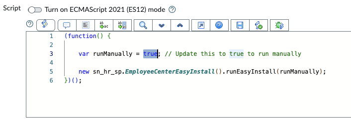 Screenshot of variable update