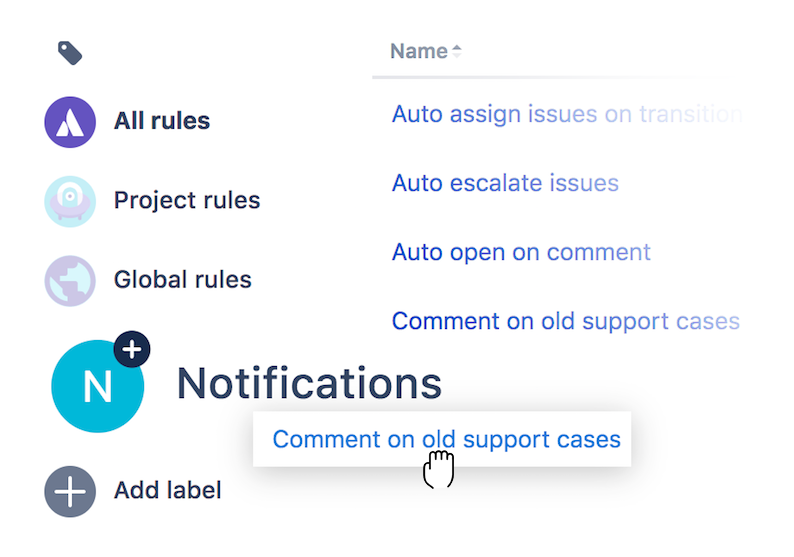 Adding label to rule