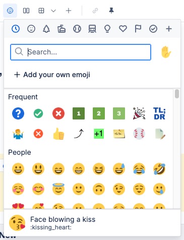 The emoji selection box in Confluence Cloud