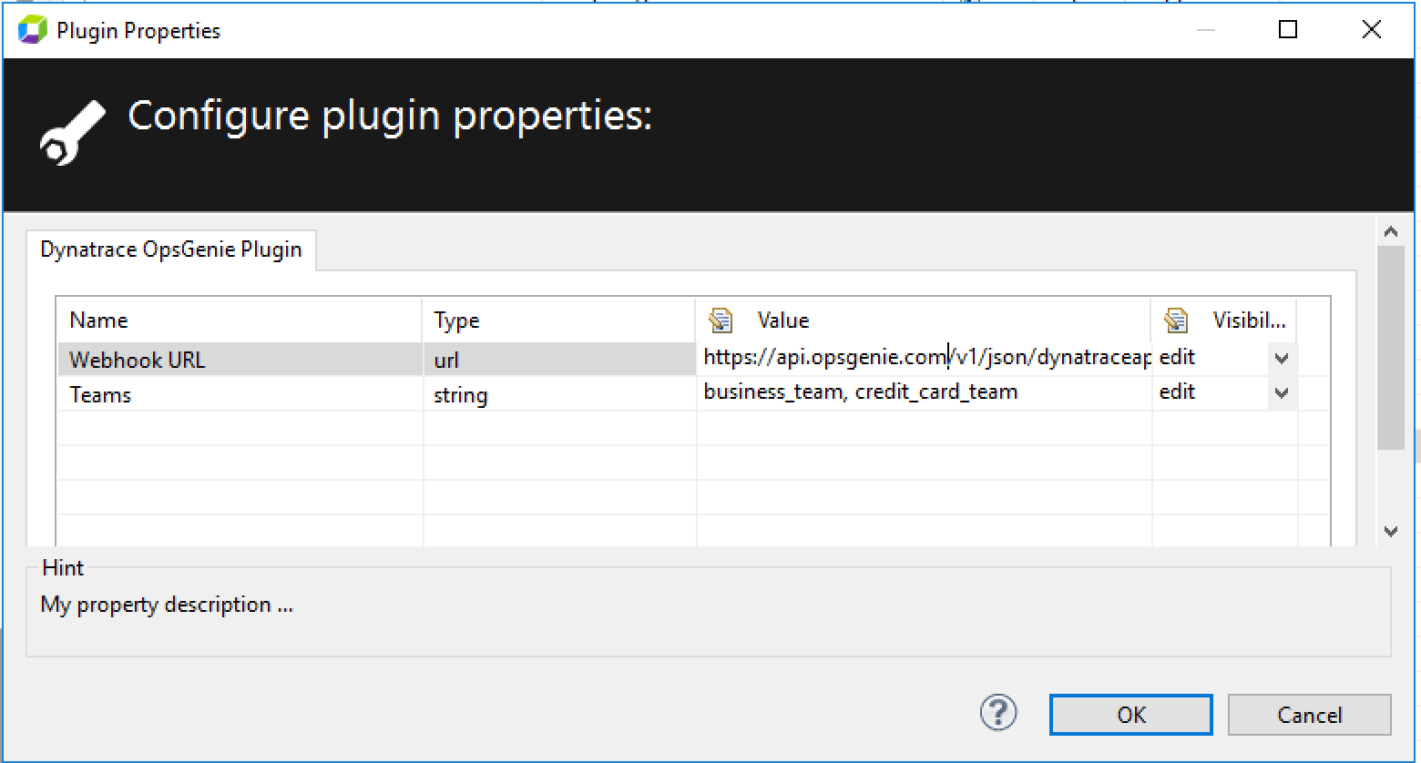 Dynatrace AppMon configure plugin properties