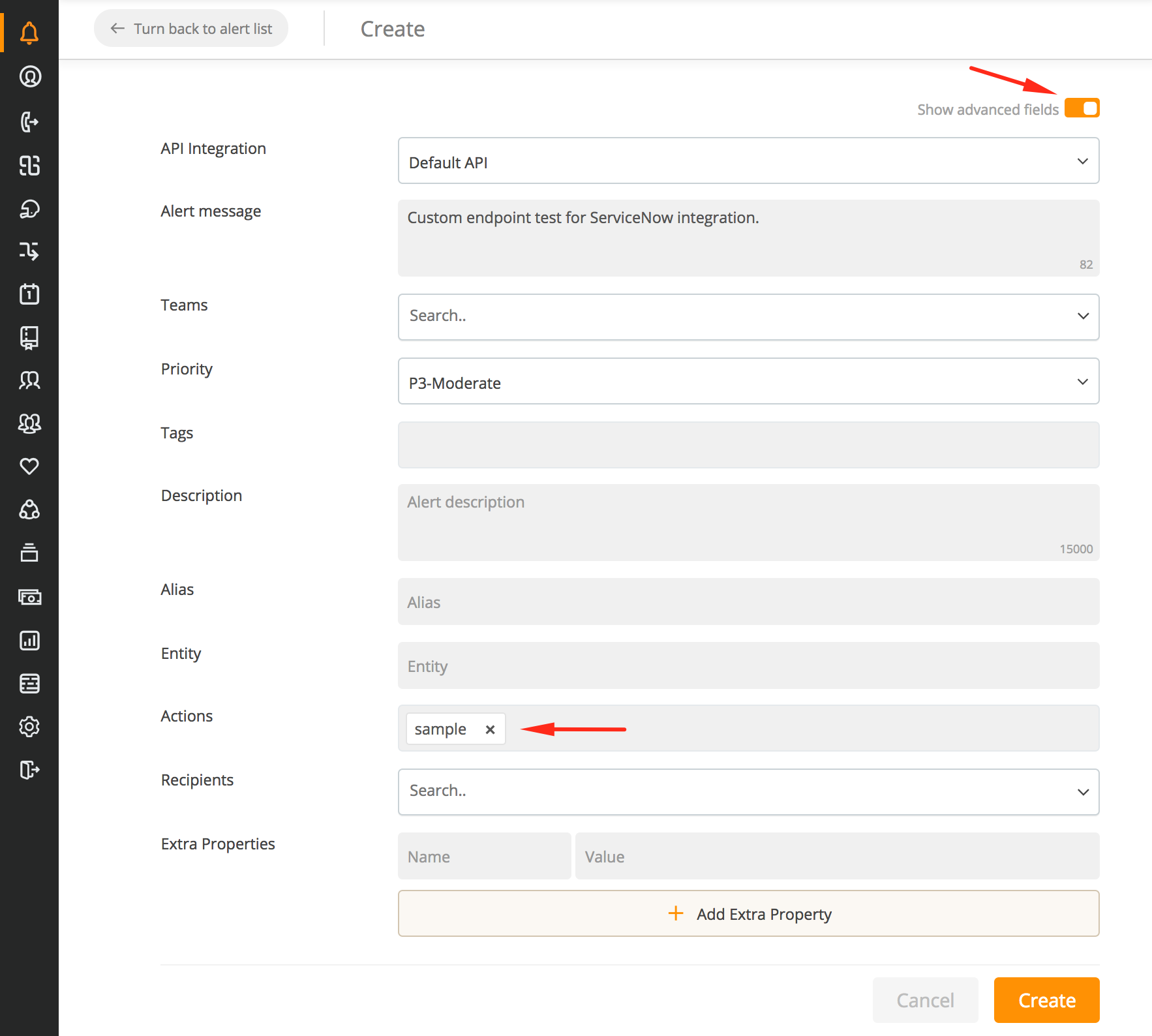 ServiceNow custom action executed