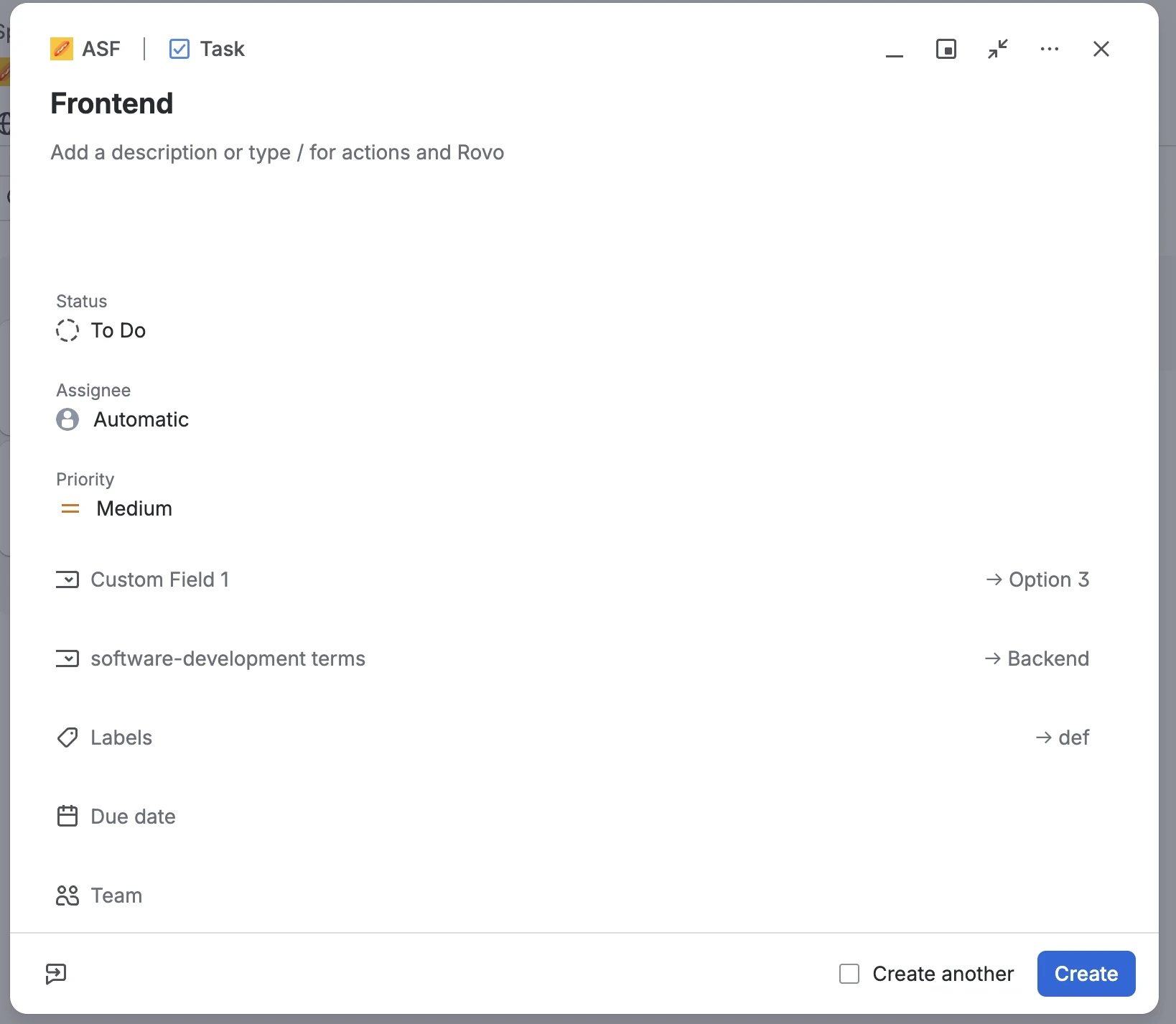 Suggested fields on create