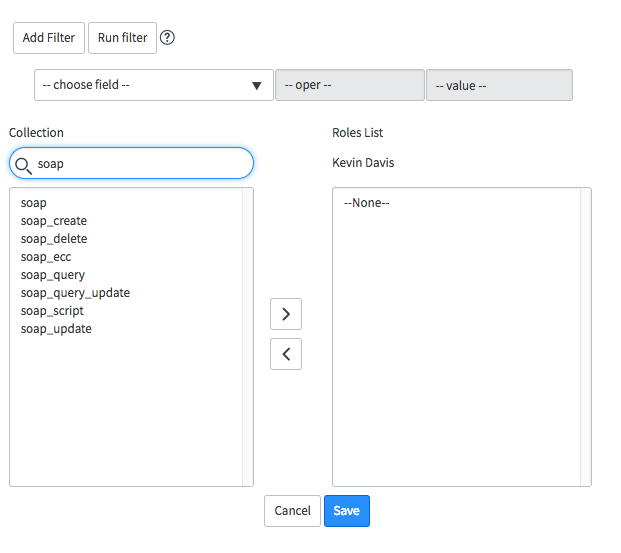 ServiceNow User roles