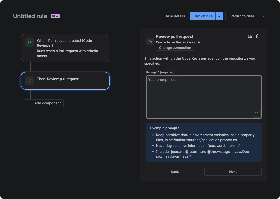 Action trigger for Rovo Dev code review