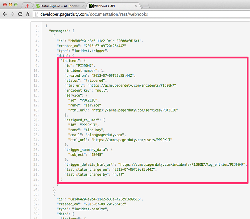 PagerDuty webhook 
