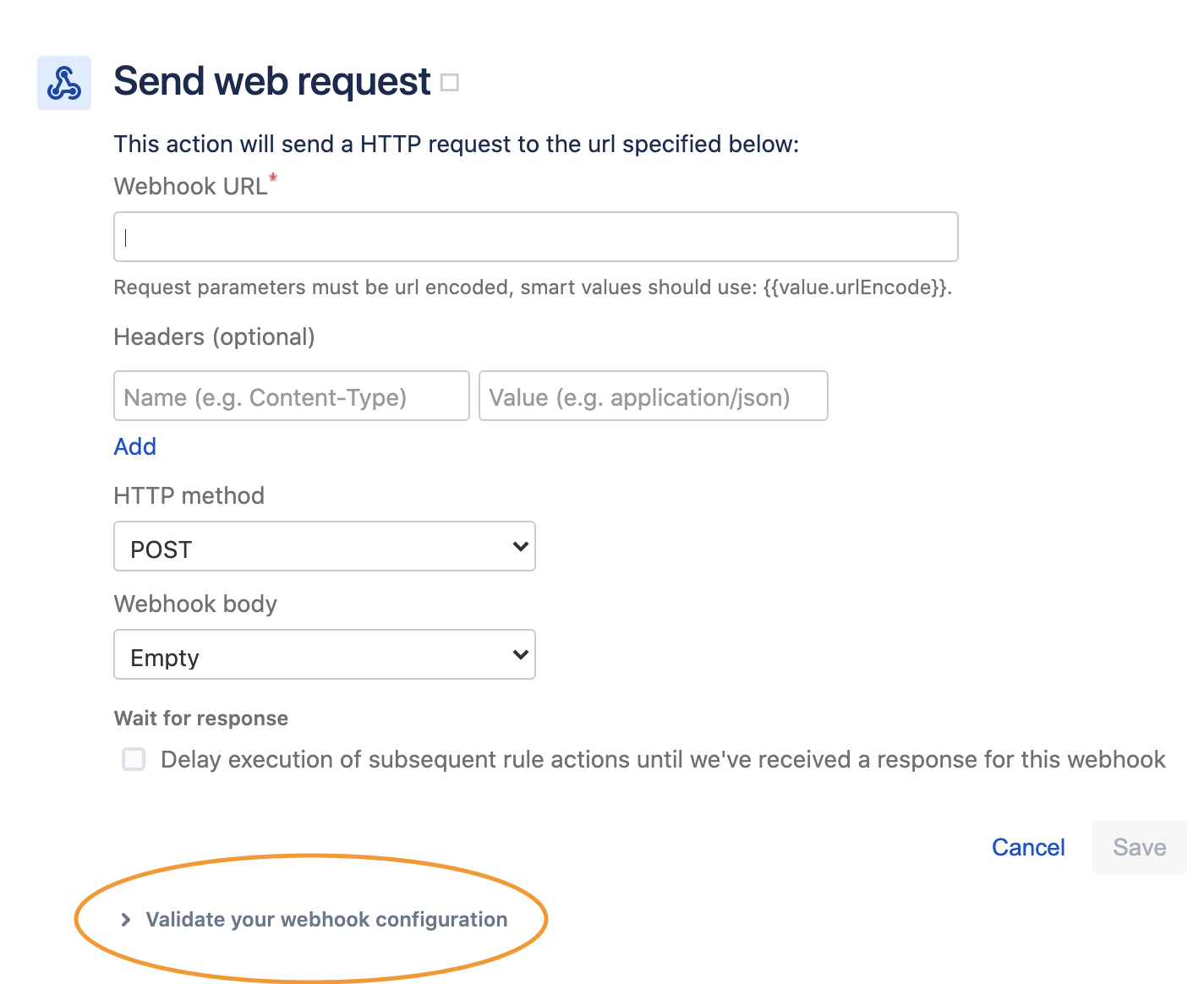 Choose "send web method" action