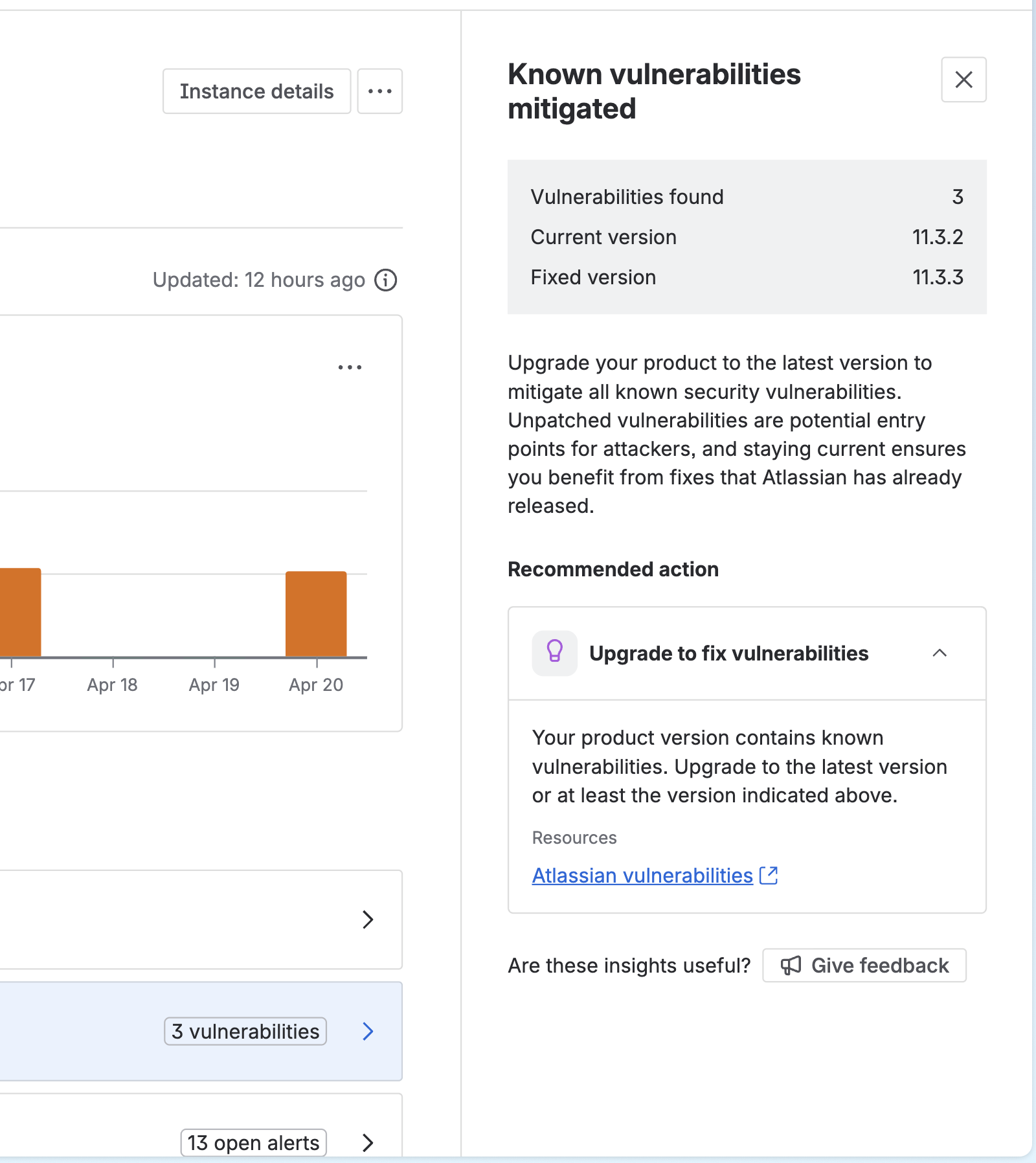 preview of security recommendation 