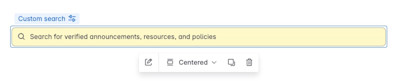 The Company Hub custom search box with a yellow background