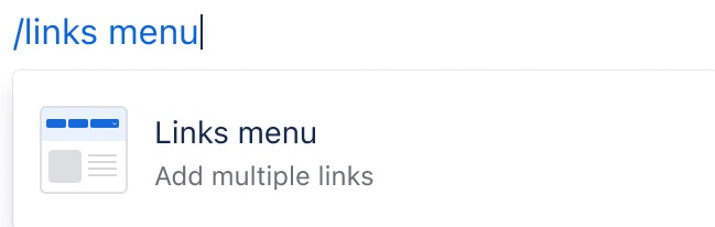 the slash command used to add a links menu