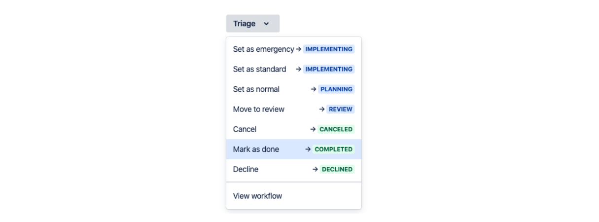 Mark changes as done by selecting 'completed'