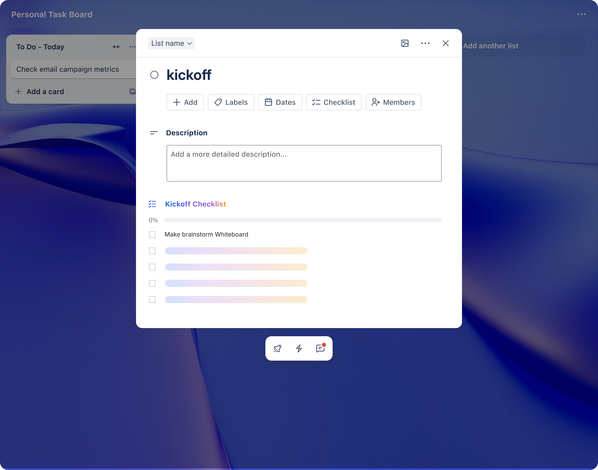 An AI-generated Trello checklist