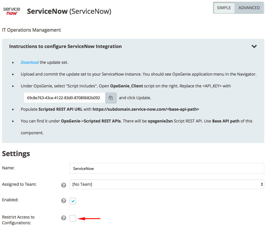 ServiceNow 設定