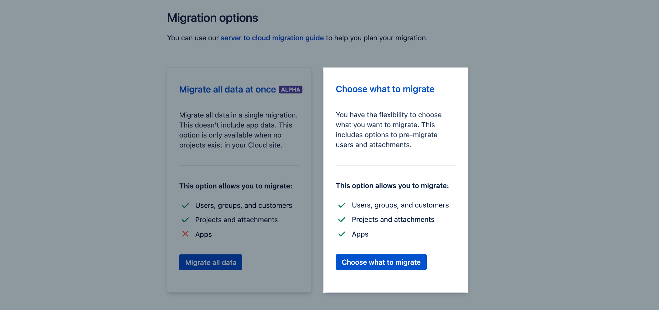 Choose What Jira Data To Migrate Using The Assistant | Atlassian Support