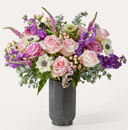 The Frill of It Bouquet with Black Fluted Vase