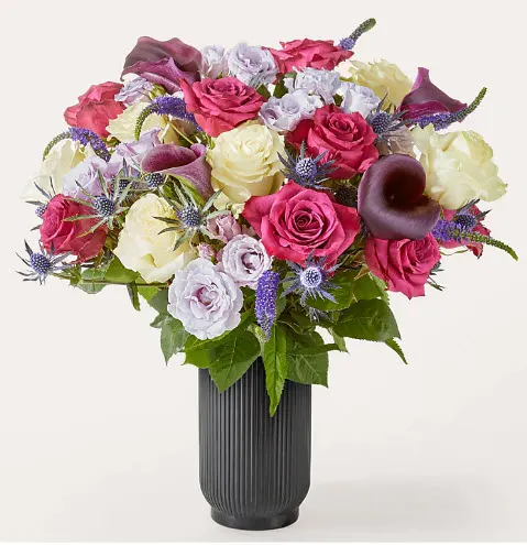 Garden Goddess Bouquet with Black Fluted Vase